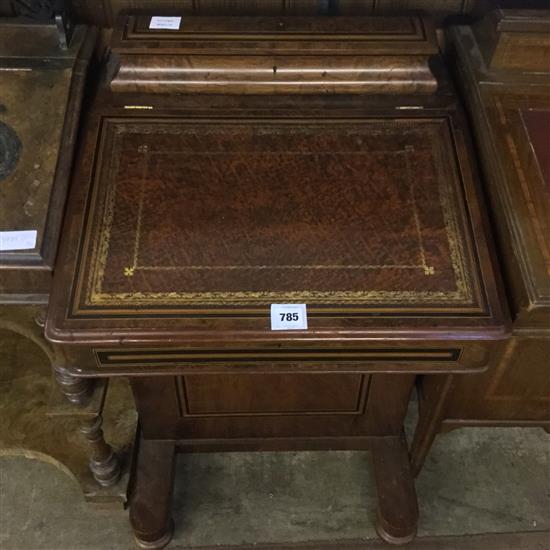 Victorian inlaid walnut davenport